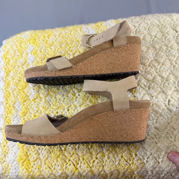 Papillio by Birkenstock Wedge Sandals Beige Buckle Cork Comfort Size 8.5 new wow - Picture 9 of 15